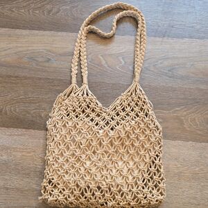 Handcrafted Tan Macrame Tote Bag